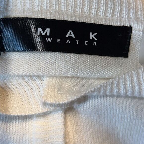 MAK SWEATER White Button up 3/4 Sleeve Cradigan-S - Picture 7 of 9